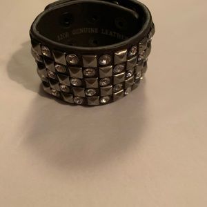 Genuine leather studded cuff